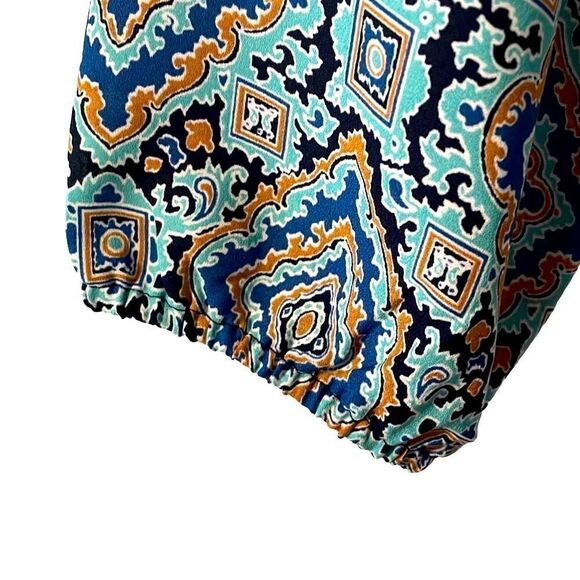 GAP print bohemian blouse in aqua, brown, navy, and black size Large - Picture 6 of 9